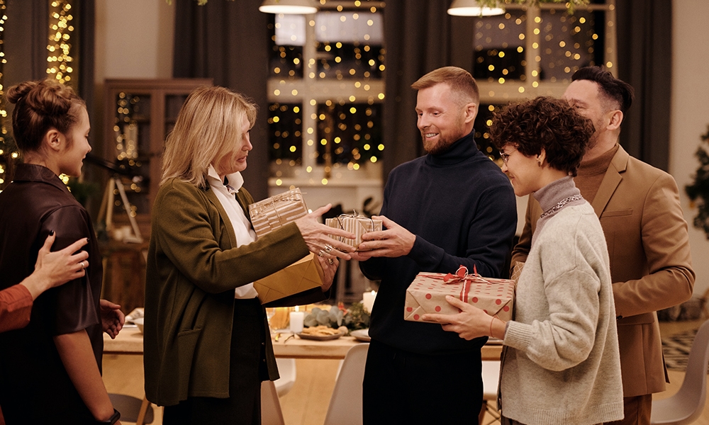 People at a christmas party